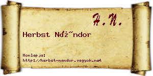 Herbst Nándor névjegykártya